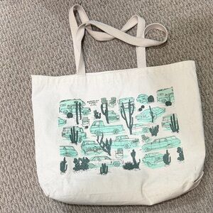Stylish Cream Tote Bag with Green Print